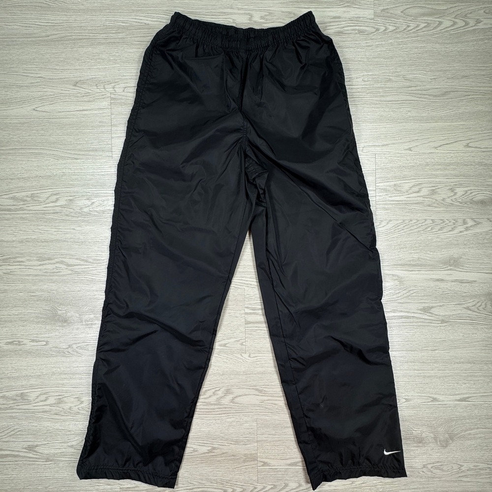 Nike Kids Pants Track Windbreaker Black Medium 8-10 Swoosh Elastic Waist Pocket
